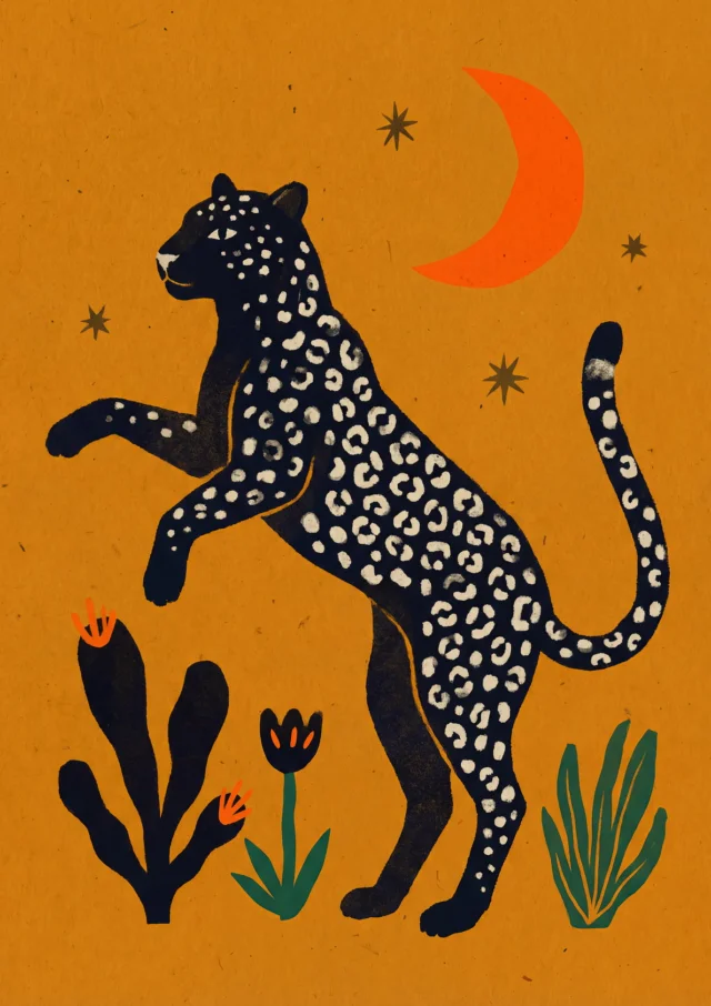 Celestial Leopard Leap Artwork | FineCult