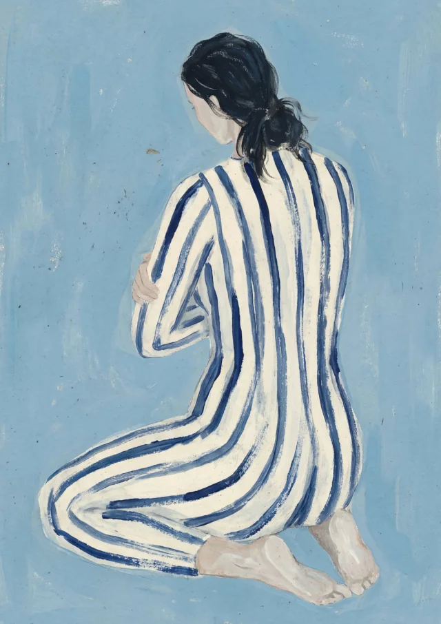 Indigo Pinstripe Pause Artwork | FineCult